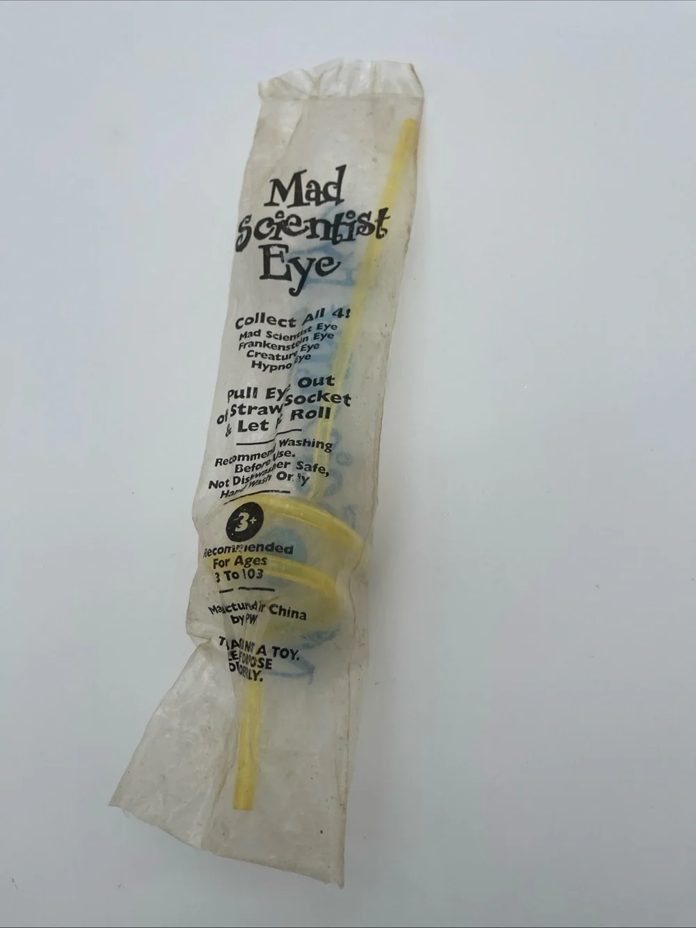 Vintage 1990's Taco Bell Floating Eyeball Crazy Straw Mad scientist Eye